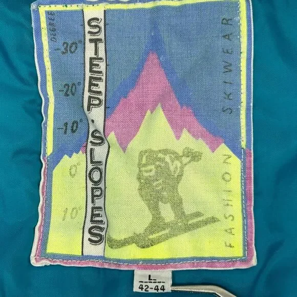 Vintage 90s Steep Slopes Ski Snow Jacket Mens L Large Skier Skiing Purple